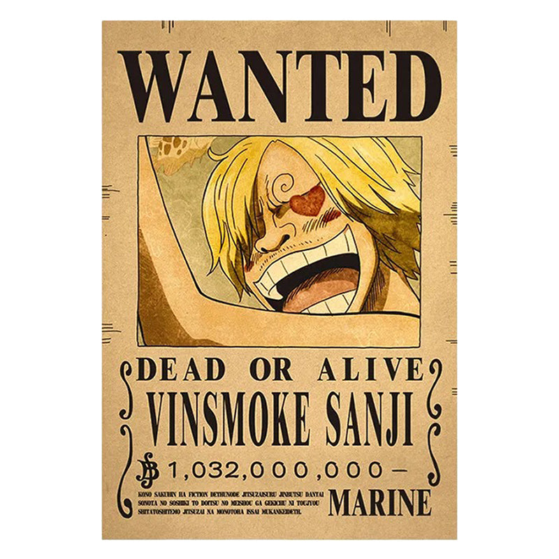 Sanji Wanted One Piece Vintage Poster