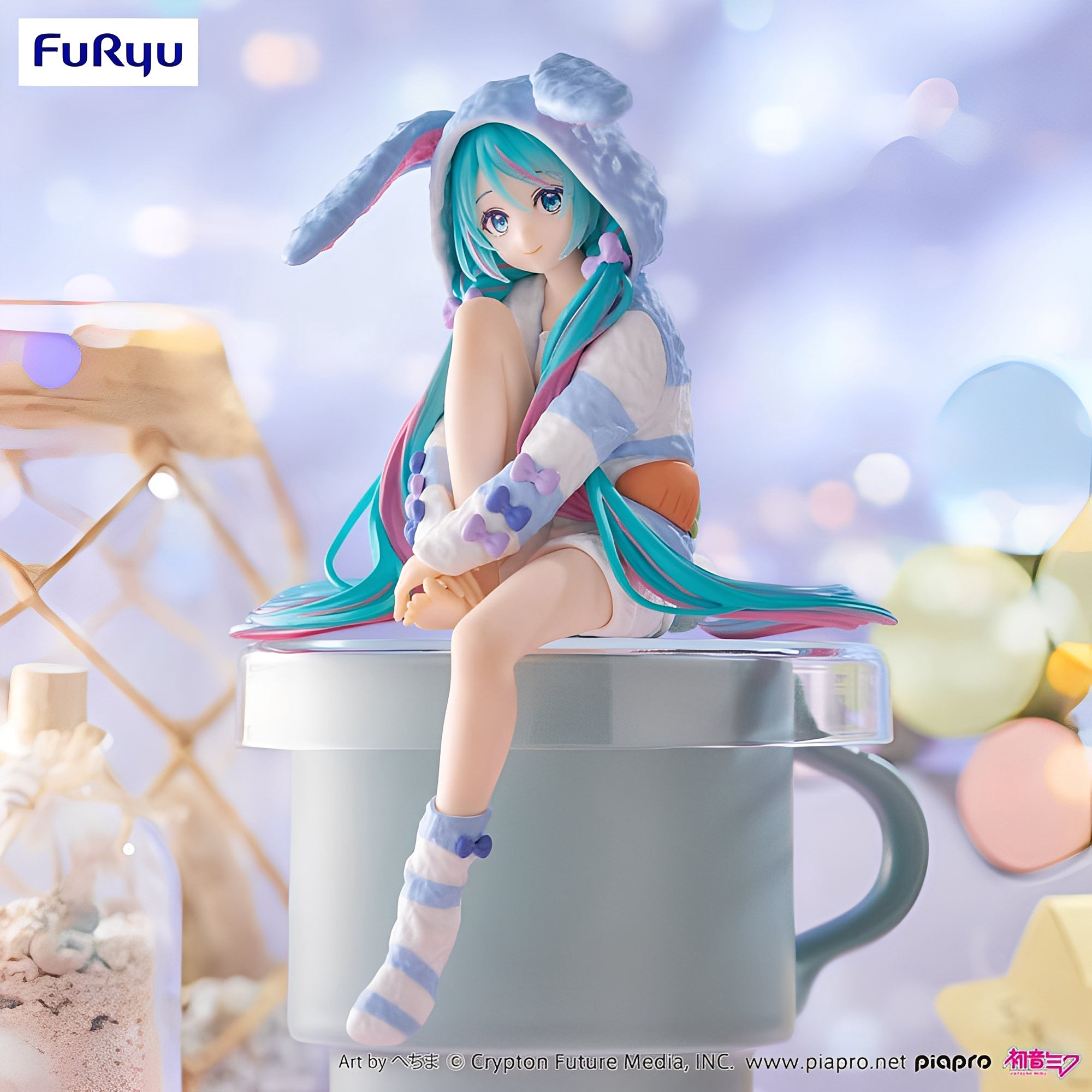Figurine Vocaloid - Hatsune Miku Rabbit Ear Hood Pajama Blue Noodle Stopper