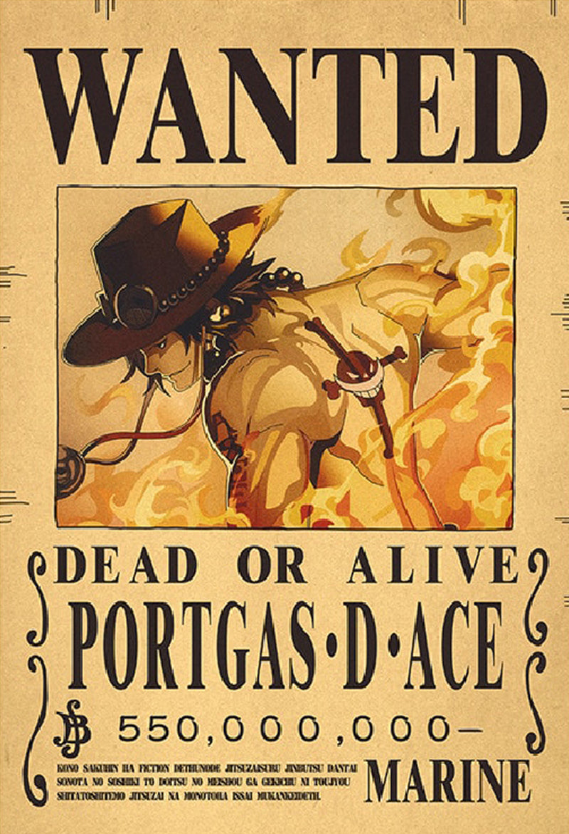 Poster ricercato di One Piece - Portgas D. Ace