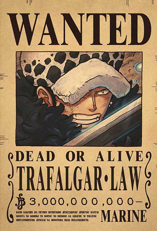 Poster di ricercato di One Piece - Trafalgar Law