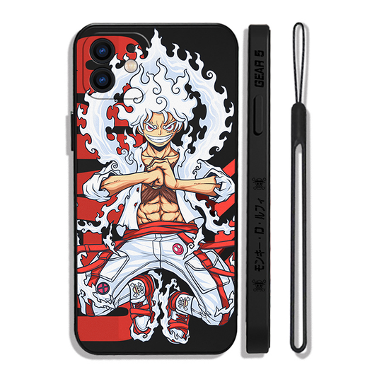 One Piece Phone Case - Luffy Gear 5 for iPhone with Wrist Strap