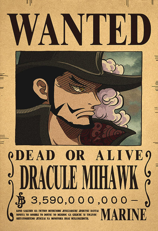 Affiche One Piece Wanted - Dracule Mihawk