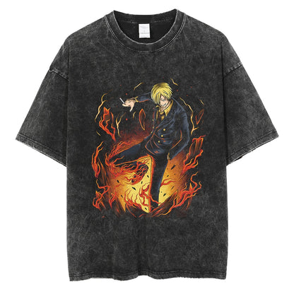 Oversized One Piece T-Shirt - Sanji Devil Leg